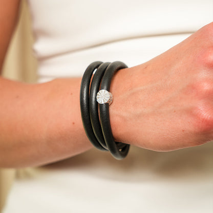 Sparkling Sunrays Charm 6 mm for Classic Leather Bracelet – Sterling Silver