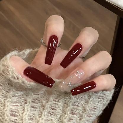 Ultra-Long Pure Wine Red Simple Handmade Wear Armor