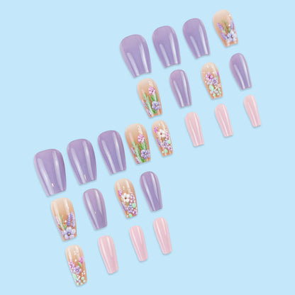 Wonderful Embossed Flower Fake Nail Tip