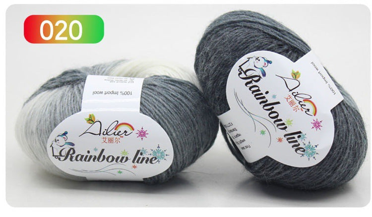 Pure Wool Long Rainbow Dyed Yarn