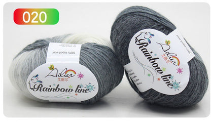 Pure Wool Long Rainbow Dyed Yarn