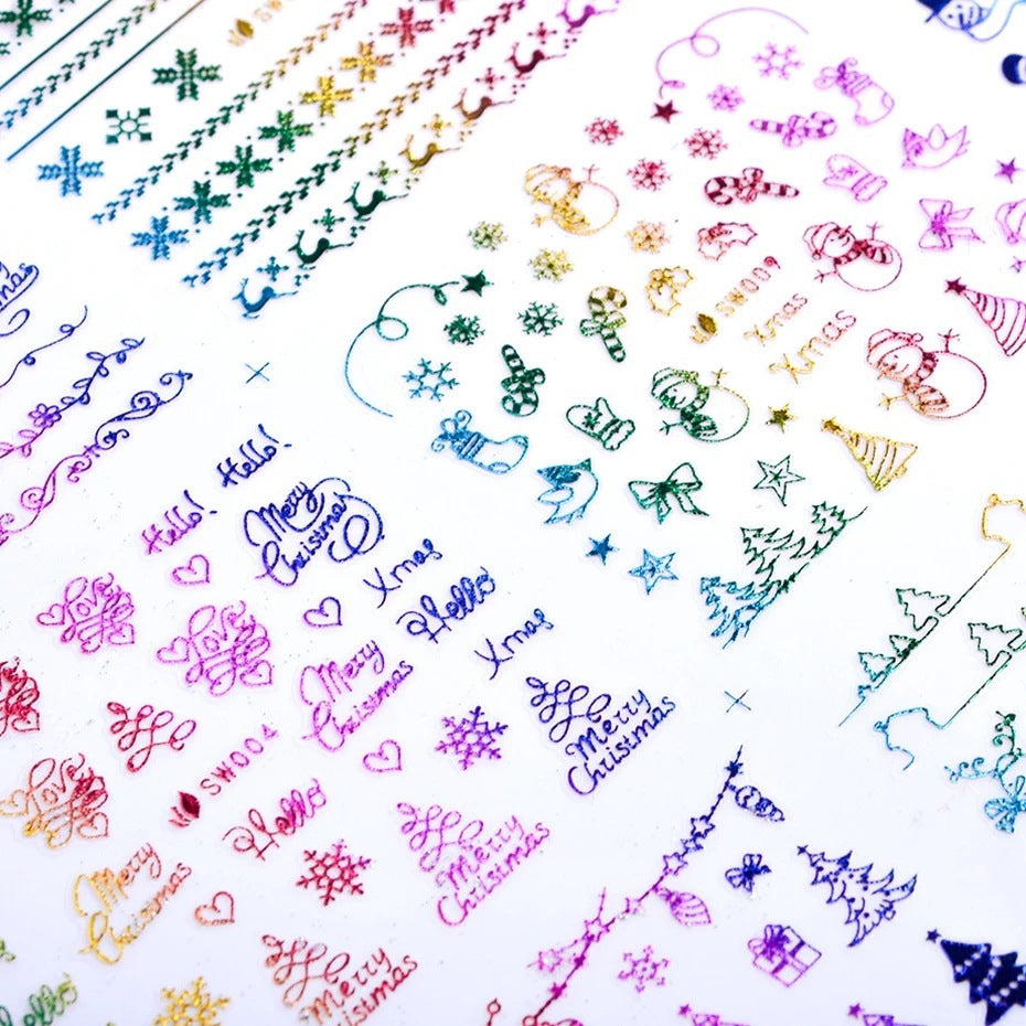 Weihnachts-Laser-Schneeflocken-Elch-Nagelsticker