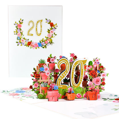 Flowers Anniversary Greeting Card 3D Stereo
