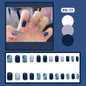 Sea Blue Smudged Fake Nail Stickers Wear Nails
