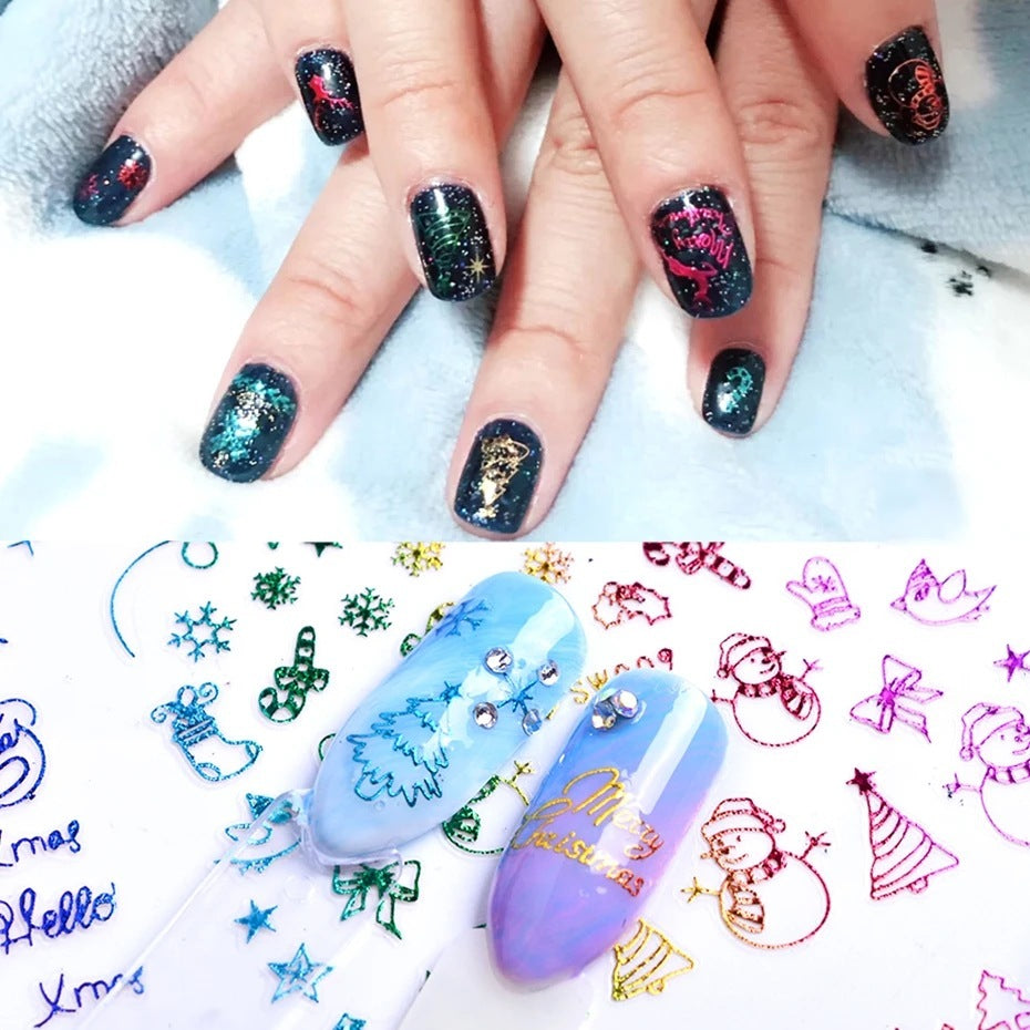 Weihnachts-Laser-Schneeflocken-Elch-Nagelsticker