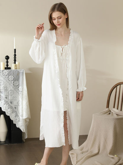 Women's Pajamas Cotton Lace Double-layer Yarn Home Wear
