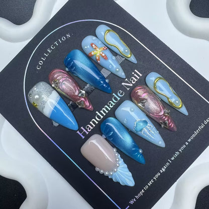 Carved Wear Armor Hand-painted Marine Three-dimensional Pattern Combination Nail Stickers