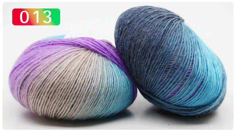 Pure Wool Long Rainbow Dyed Yarn