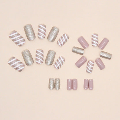 Champagne Christmas Twill Manicure Mid-length