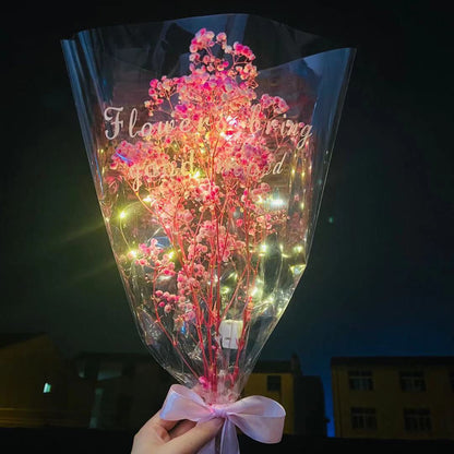 Glowing And Illuminated Preserved Flowers Gypsophila Bouquet