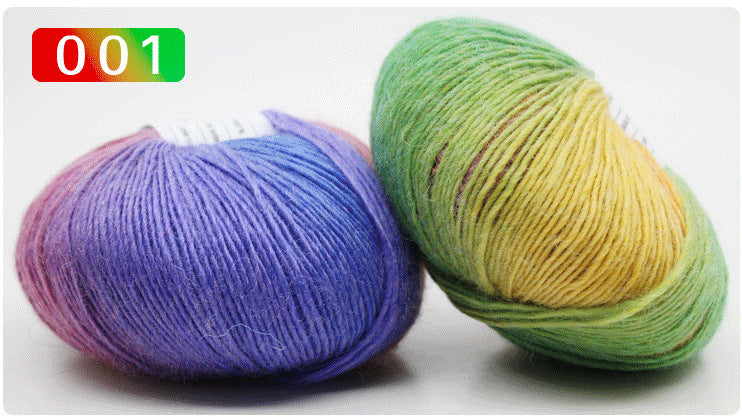 Pure Wool Long Rainbow Dyed Yarn