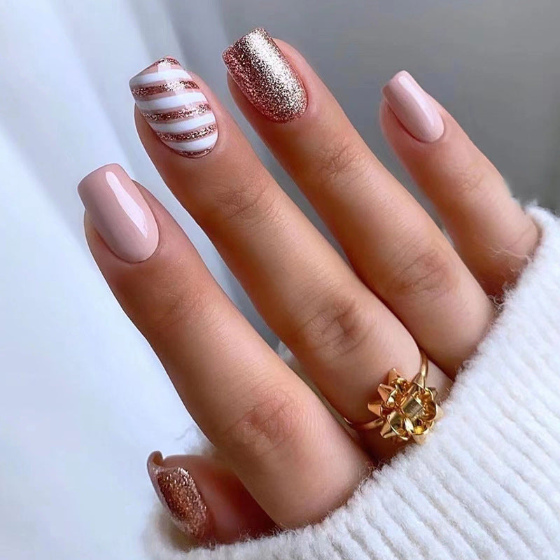 Champagne Christmas Twill Manicure Mid-length