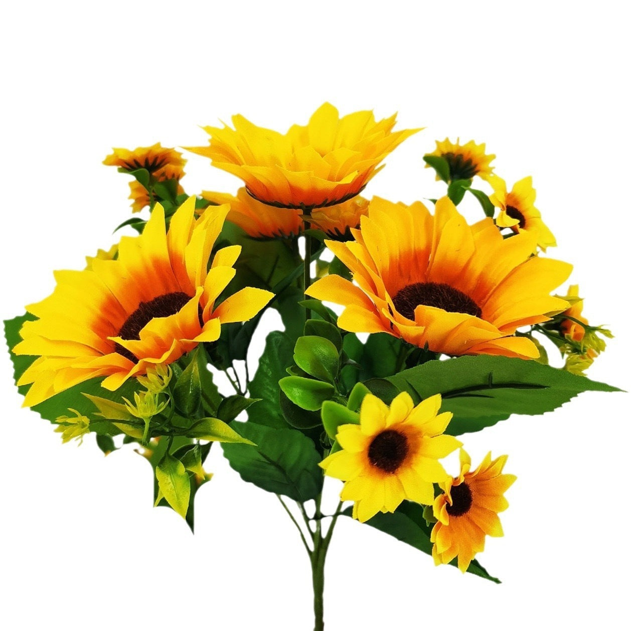 13 Sunflower Artificial Flower Sun Fake Bouquet Plastic Flowers Fence Small Handle Plug Home Decoration