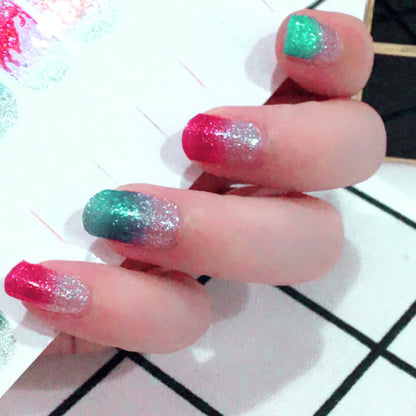 Internet Celebrity Gradient Onion Powder Little Nail Stickers