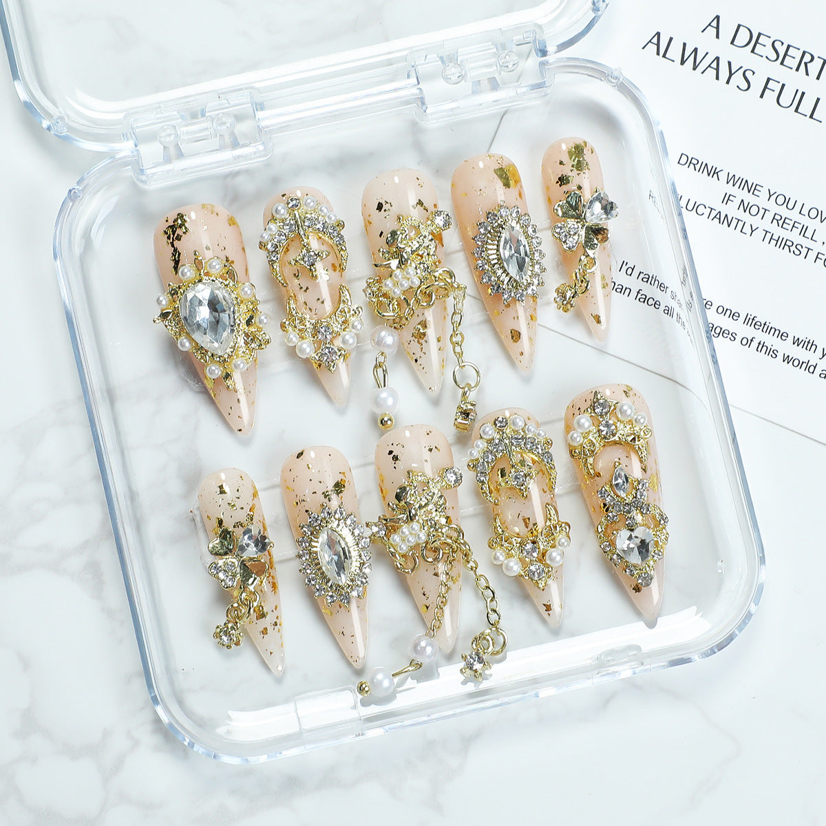 Metal Heavy Industry Golden Pearl Wear Nail Pure Handmade