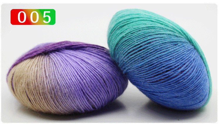 Pure Wool Long Rainbow Dyed Yarn