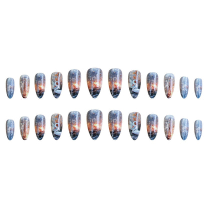 WM-43 Swan Lake Dance Fake Nails Almond Wear Armor