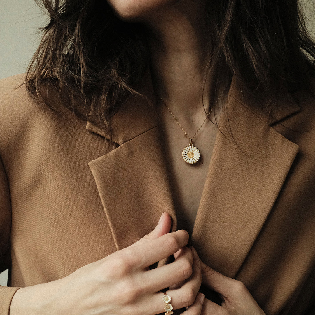 Marguerite Ø 20mm Earring Pendant - Gold Plated Sterling Silver