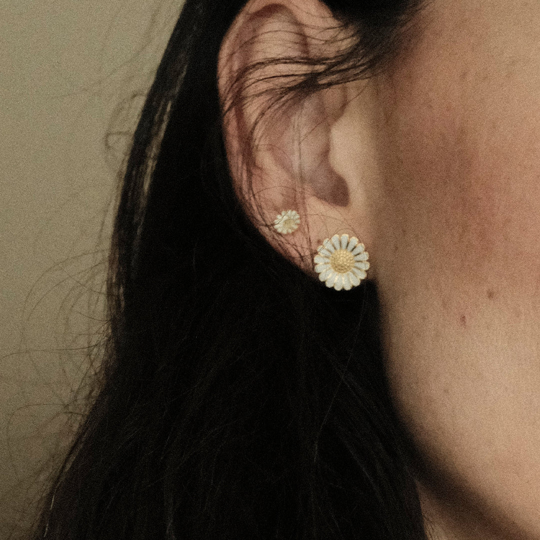 Marguerite 12mm Stud Earrings - Gold Plated Sterling Silver