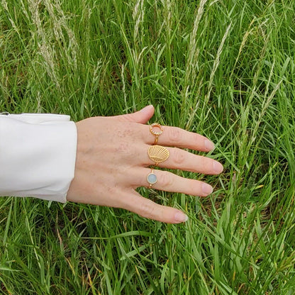 World Goals Ring - Polished Sterling Silver with 17 Multi color Multi stone