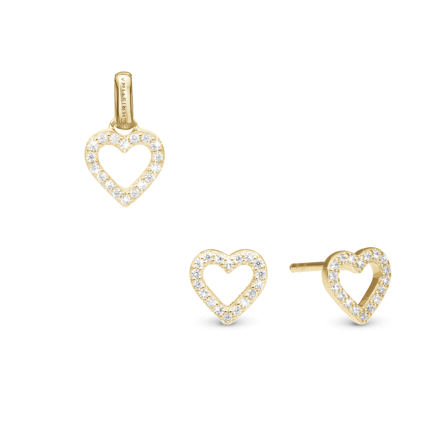 CHRISTINA Shimmery Heart sæt, Forgyldt