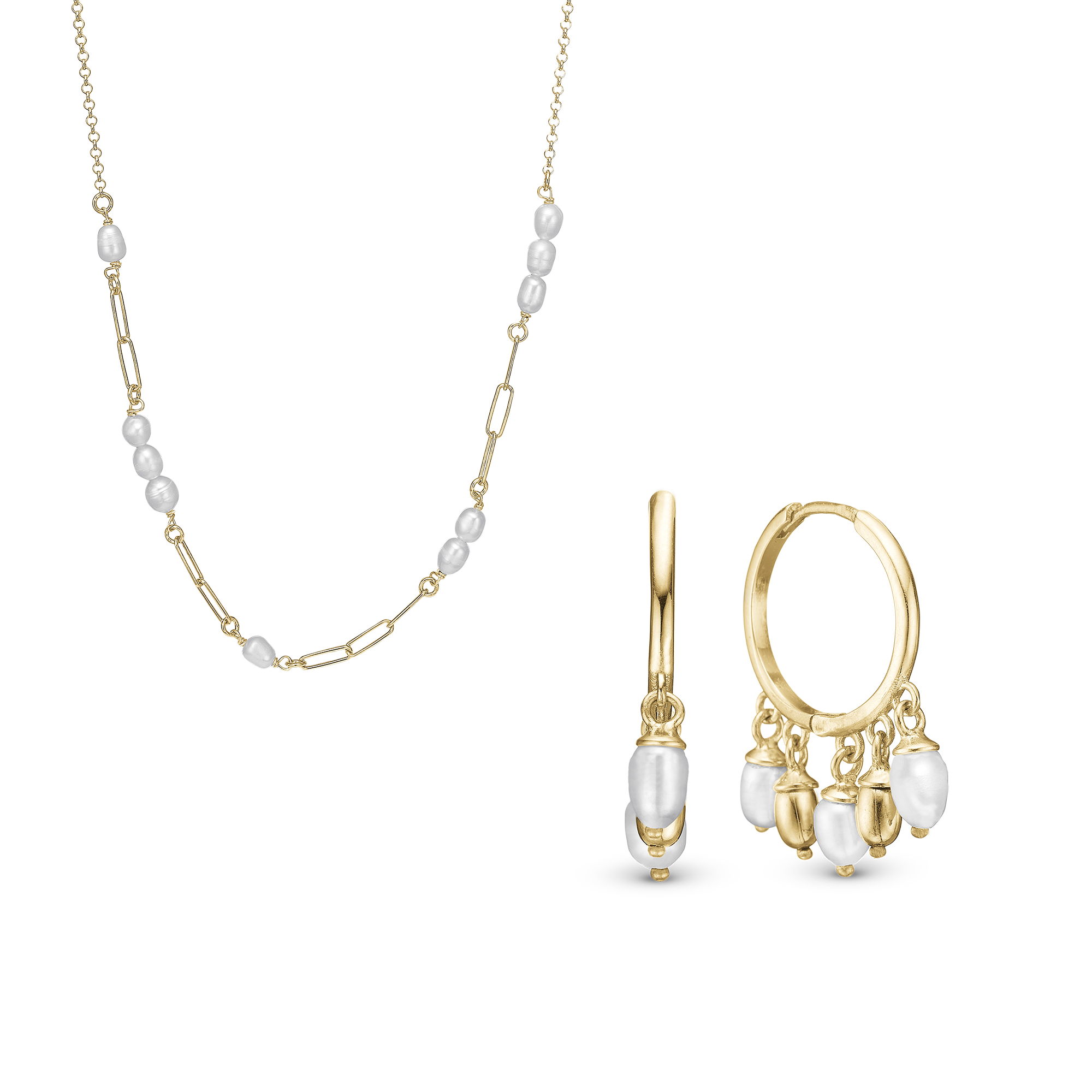 Eternal Golden Pearls sæt, Gold Plated