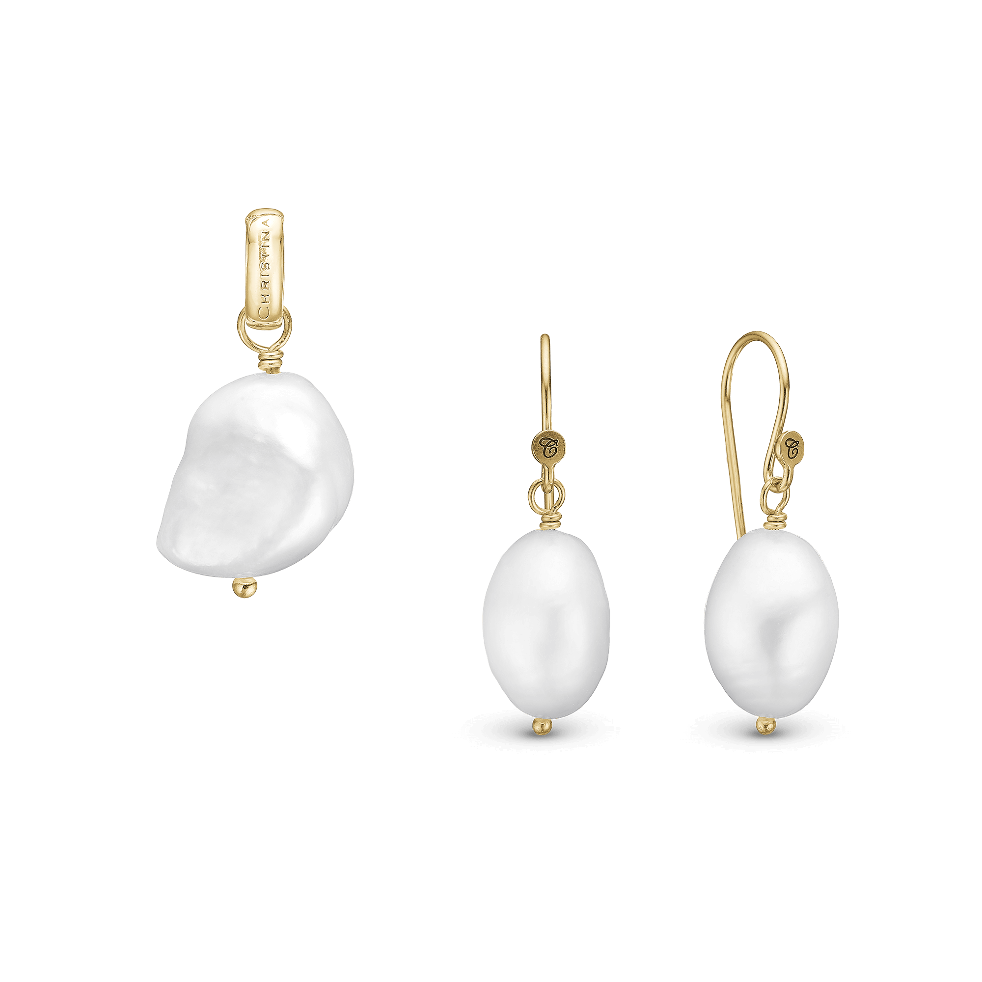 CHRISTINA Pearl Dream sæt, Gold Plated