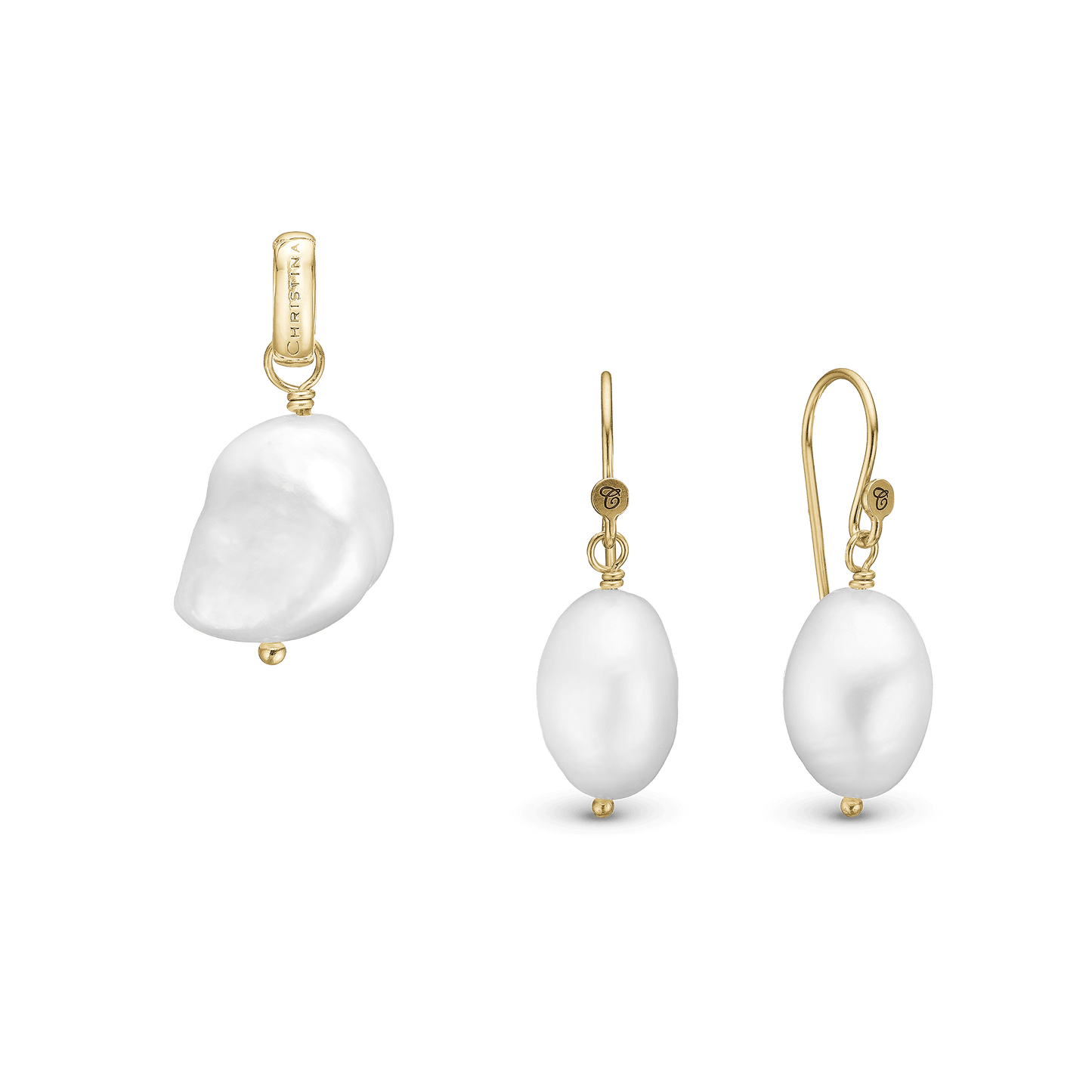 CHRISTINA Pearl Dream sæt, Gold Plated