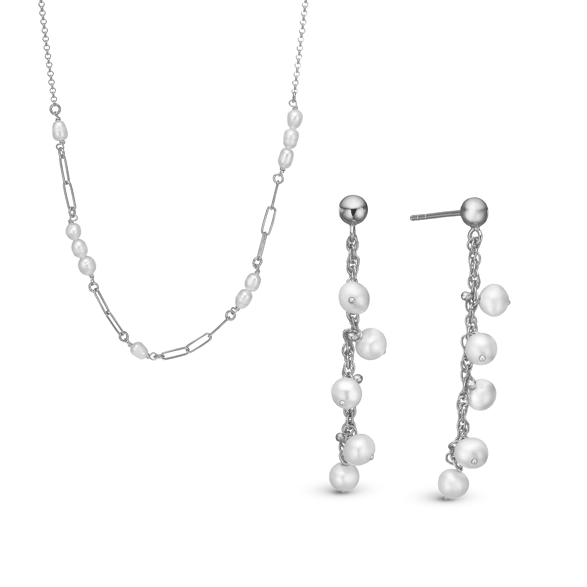 Pearl Chain Elegance sæt, Silver